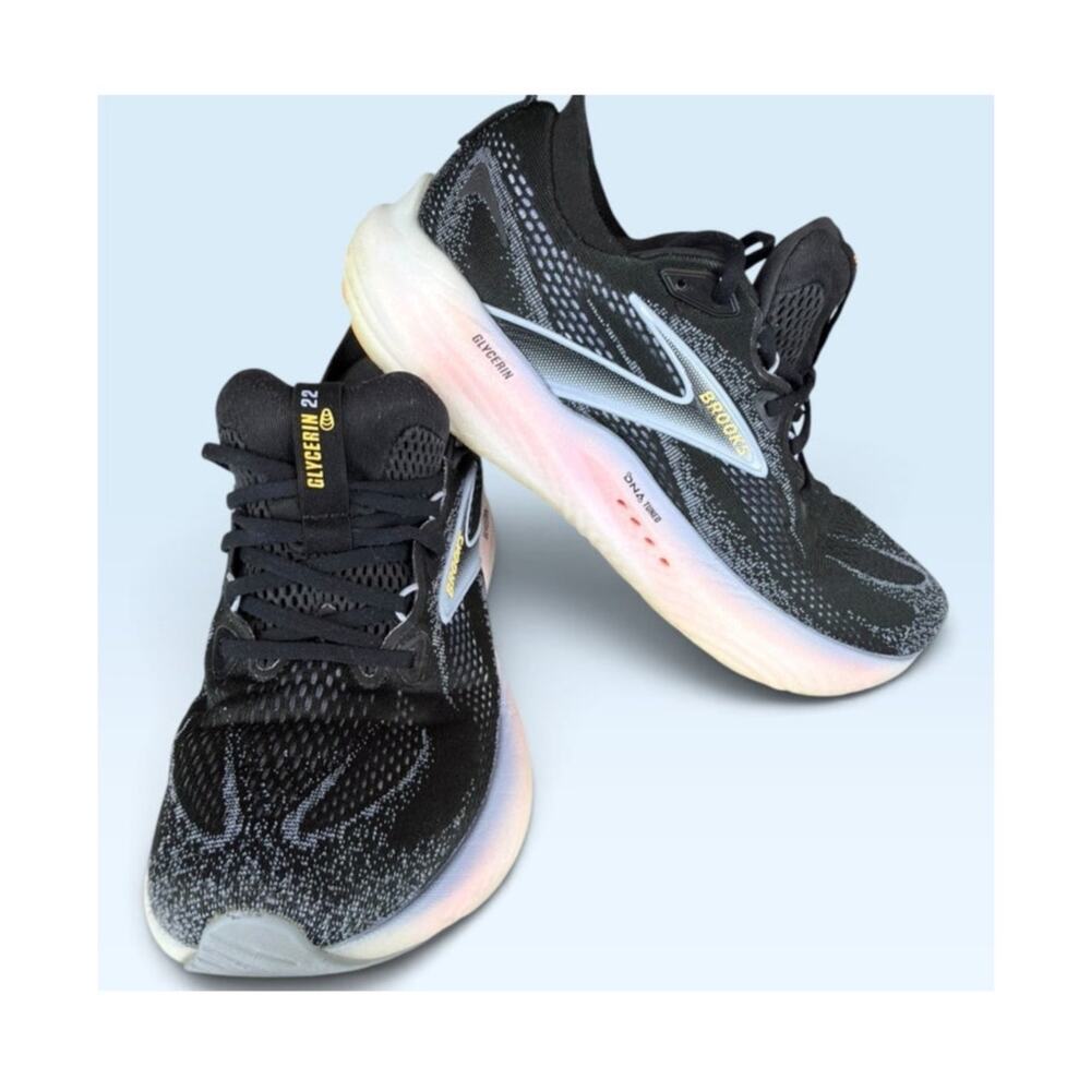 Brooks Glycerin 22 Women’s Running Shoes Black White Size 9.5 B